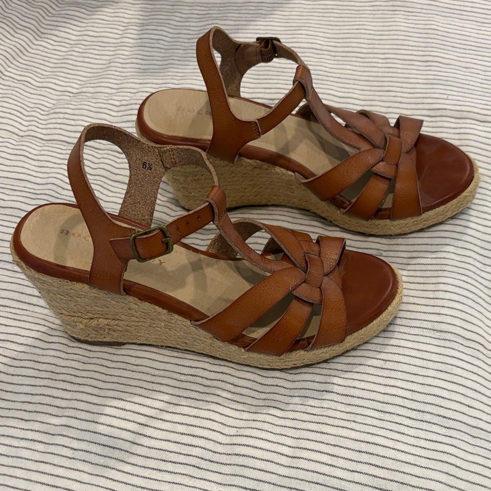 Rock & Candy Tan Wedge Sandals